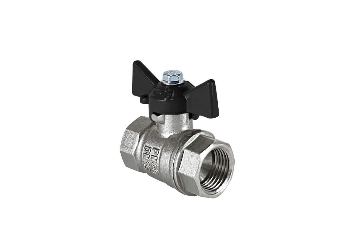 Кран шаровой Ду 32 вн.-вн. бабочка латунь никель Valfex DeltaPro VF.217.NB1.114.DP